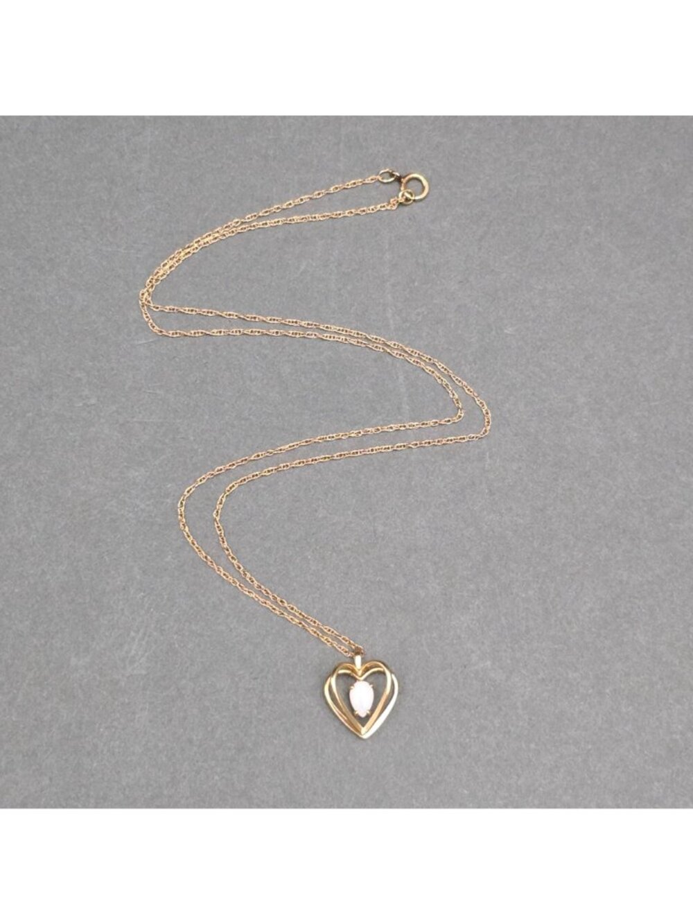 Vintage PPC 14K Gold Filled Opal Heart Pendant Necklace 18" Natural Gemstone - Picture 7 of 16